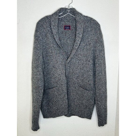 UNTUCKit Emeric Donegal Collared Cardigan Sweater Medium Gray Speckled Grandpa - Picture 1 of 13